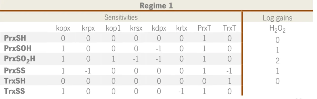 Table V Gains and sensitivities of the various variables of the system to changes in parameters and hydrogen peroxide