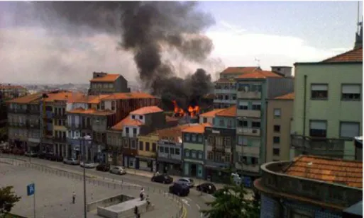 Figura 2 - Incêndio em edifício na Rua Rodrigues de Freitas em 18-06- 2009 [Fonte: arquivo BSB] 