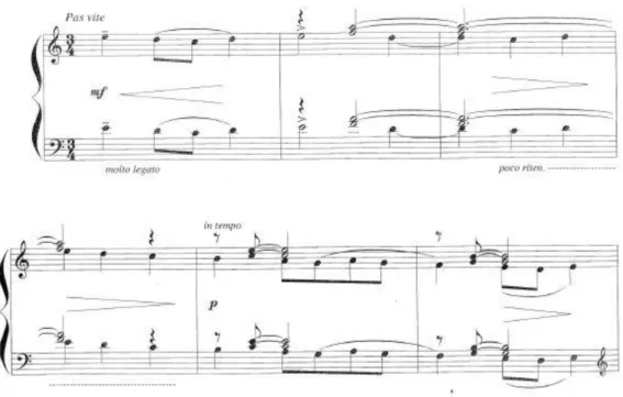 Figura 3 - Excerto 1 partitura Les Oiseaux qui s’en vont pour toujours (F. de Lacerda) 