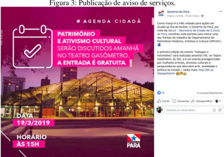 Figura 3: Publicação de aviso de serviços. 