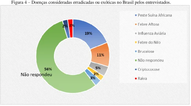 Figura 4 – Doenças consideradas erradicadas ou exóticas no Brasil pelos entrevistados