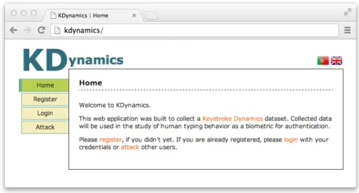 Figure 3.2: Web application: Home page