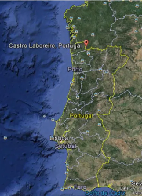 Figura 1 Localização geográfica Cas- Cas-tro Laboreiro (Google Earth, 2014) 