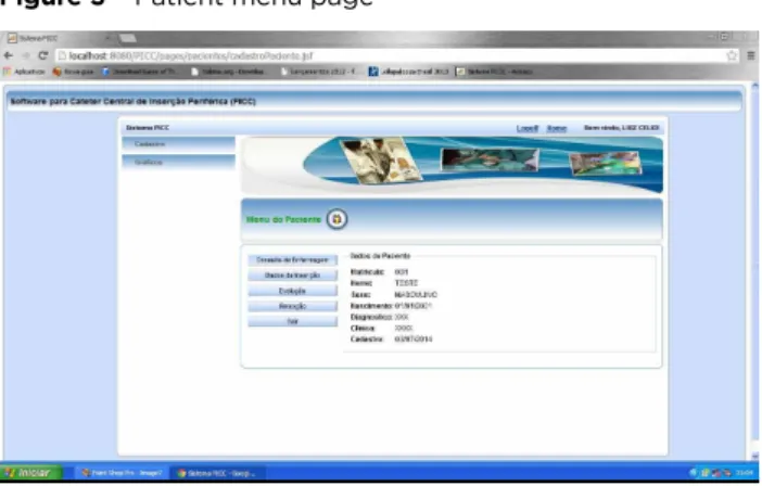 Figure 3 – Patient menu page  