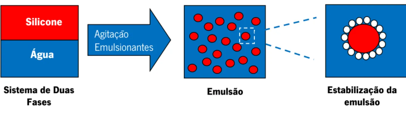 Figura 8- Representação gráfica da interface de uma emulsão de óleo em água, com a  incorporação do emulsionante (Adaptado de Bayer 2003)