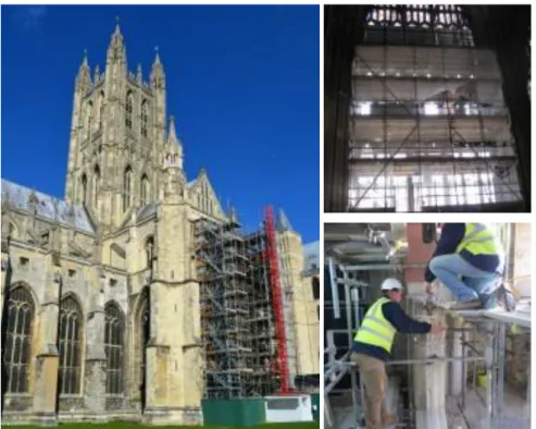 Figure 2-39. (Left) The Great South Window of the South West Transept behind scaffolding