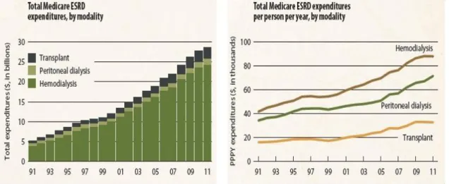 Gráfico 5 - Total da despesa da doença renal crónica (Medicare) por  modalidade, por pessoa/ano 