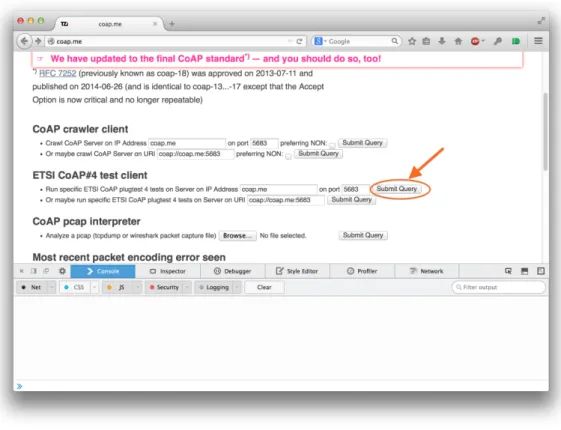 Figure 2.7: First interaction with an HTTP-CoAP proxy - listing CoAP resources to test.