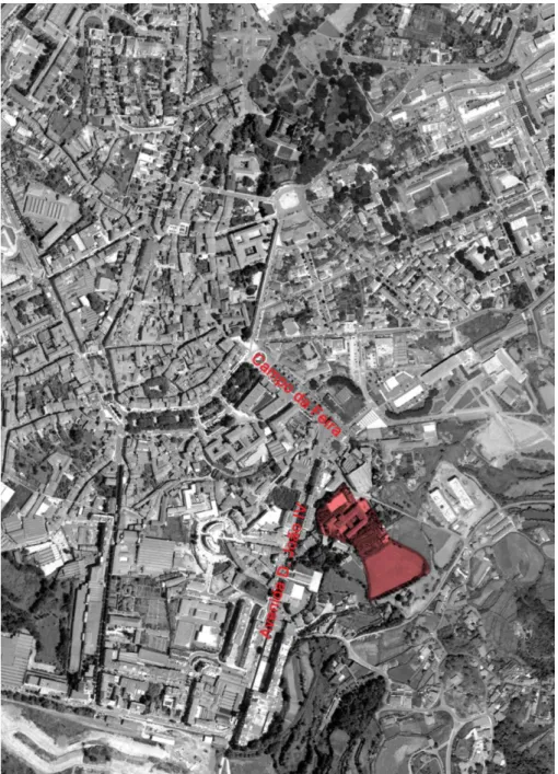 Fig. 1: Ortofotomapa de Guimarães com localização do Convento de Madre Deus  
