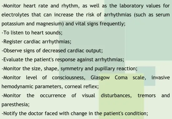 Table  3  -  Nursing  diagnosis  about  hyperthermia  rebound  and  status  epilepticus  as  a  potential complication of HT, with their respective nursing interventions