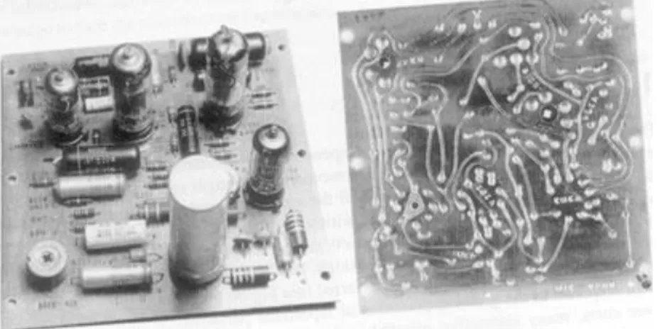 Figura 2.3 Primeiros circuitos impressos: componentes numa face e circuito de cobre na outra