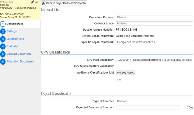 Figure 5 - Vortal Next> Procedure Request setup: General Data