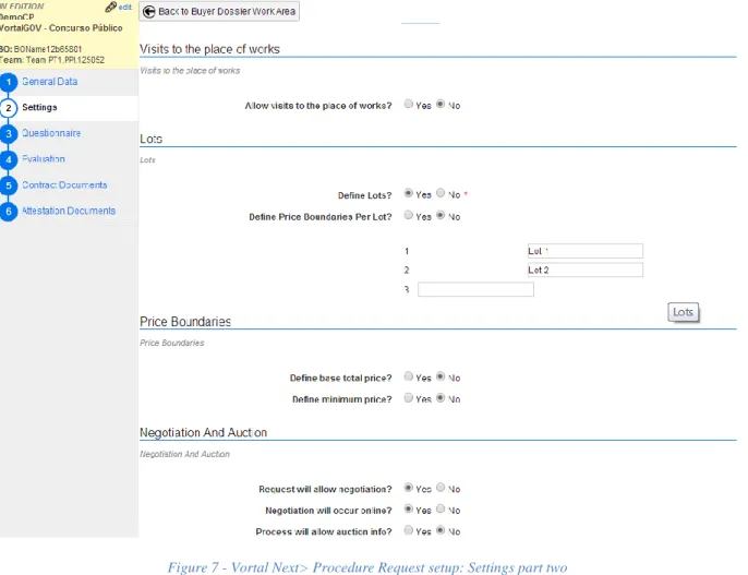 Figure 7 - Vortal Next> Procedure Request setup: Settings part two