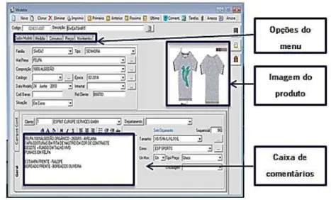 Figura 23 - Ficha técnica de uma  Sweatshirt  no PROTextil 