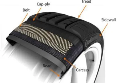 Figure 1.2 – Components of a tire (Santiago, 2013) 