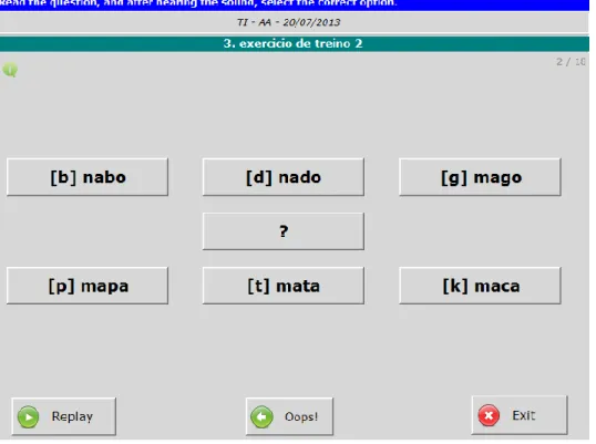 Figura 2. Screenshot do painel do teste de identificação 2 