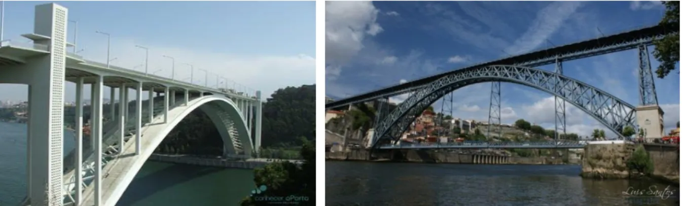 Figura 2.3 – Ponte da Arrábida, Porto, em arco,  construída em betão armado pré-esforçado [3]