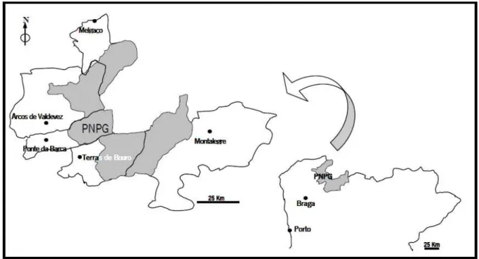 Figura 2.4 – Localização geográfica do PNPG no Noroeste de Portugal 