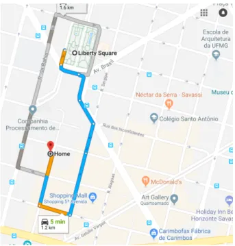 Figura 12: Exemplo do uso da aplicação Google Maps