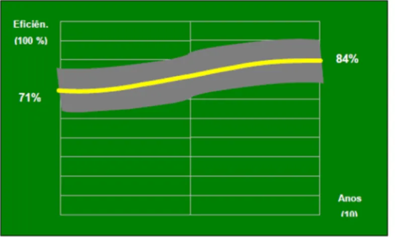 Figura 2.10 - Meta da eficiência no consumo Industrial (Baptista et al, 2001). 