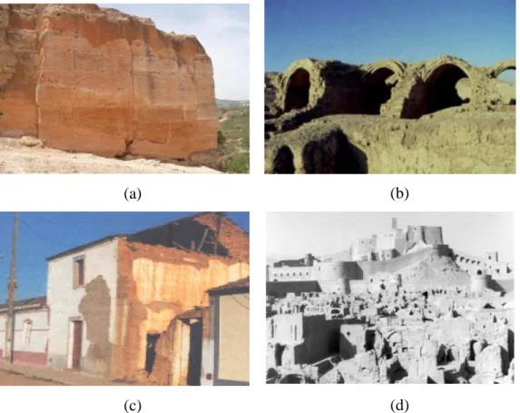 Figura  2.1  –  Construções  em  terra:  (a)  Castelo  de  Paderne  (Fernandes,  2008)  (b)  Ramasseum  (Fernandes