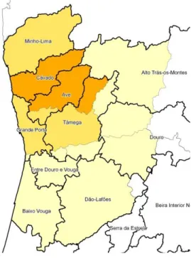 Figura 2.7  –  Distribuição geográfica das respostas por ajustamento às NUTSIII 