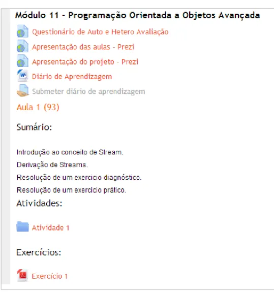 Figura 8 - Organização da plataforma moodle 