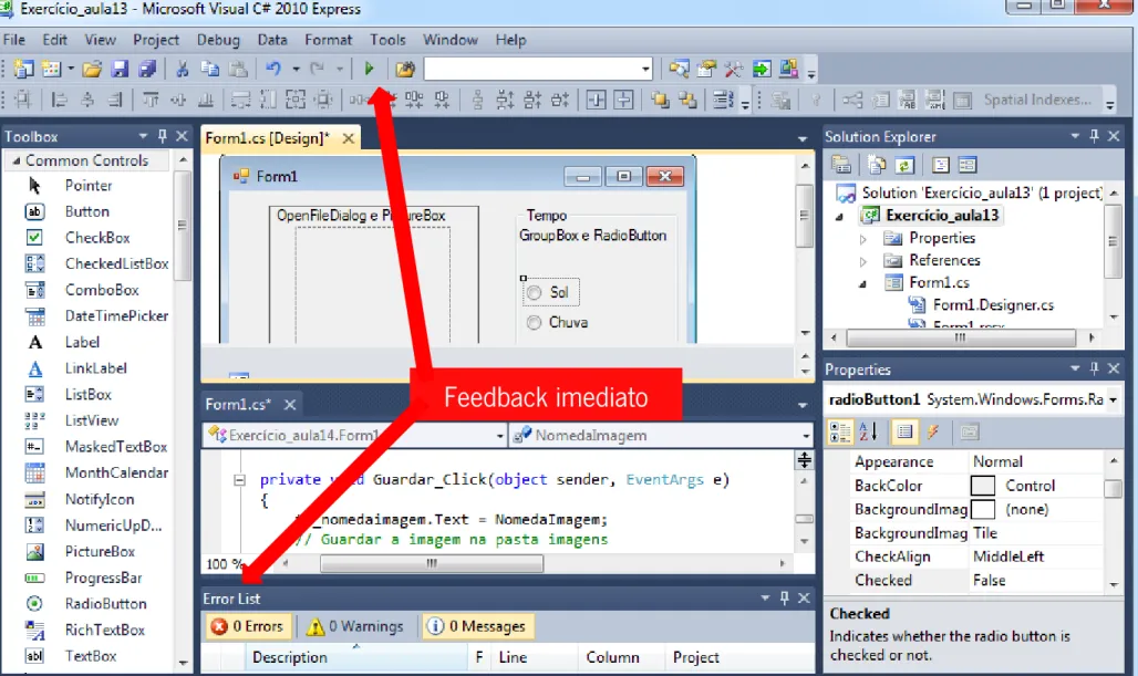 Figura 9 - Feedback da tecnologia Microsoft Visual C# 2010