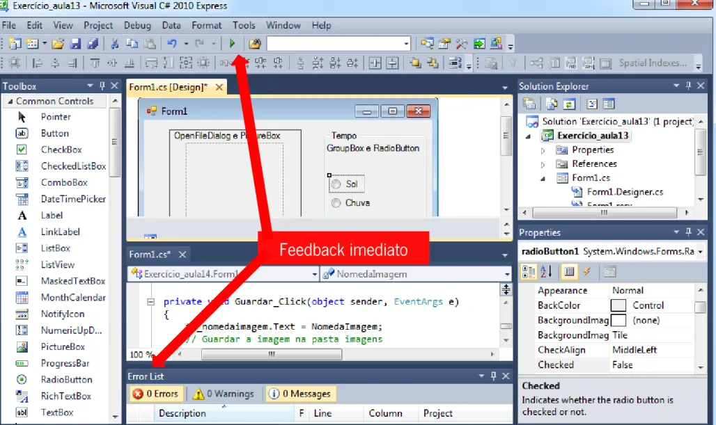 Figura 9 - Feedback da tecnologia Microsoft Visual C# 2010