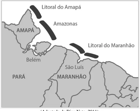 Figura 01. Localização as áreas de pesca de camarão ao longo da costa Norte do Brasil 