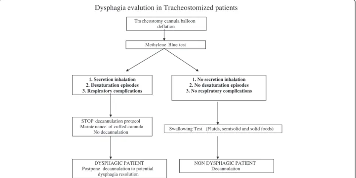 Figure 2 Flow chart for decannulation of tracheostomised patients in reference to swallowing disorders.