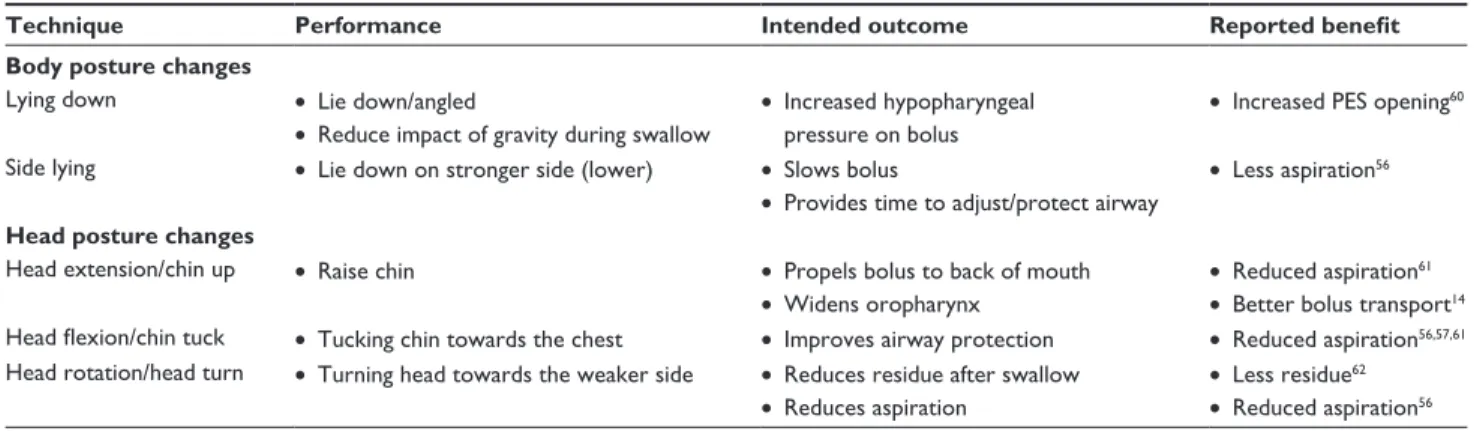 Table 3 Examples of swallow maneuvers