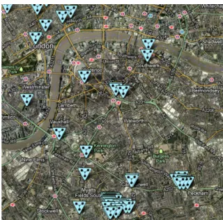 Figura 3.04 Mapa sonoro de Londres do website “Soundcities” (2000-present)  de Stanza