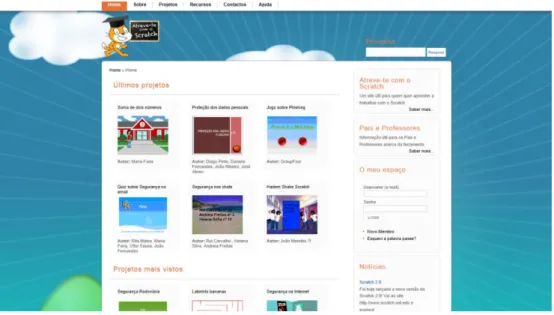 Figura 12 –  Homepage  do  site  "Atreve-te com o  Scratch " 