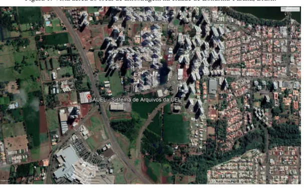 Figura 1: Vista aérea do local de amostragem na cidade de Londrina-Paraná, Brasil. 