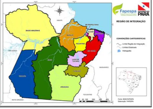 Figura 1. Estruturação regional do Estado do Pará em doze Regiões de Integração. (PARÁ, 2015) 