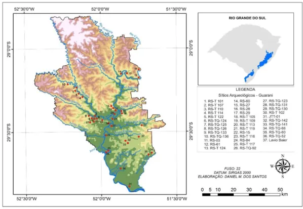 Figura 04: Localização dos sítios Guarani 