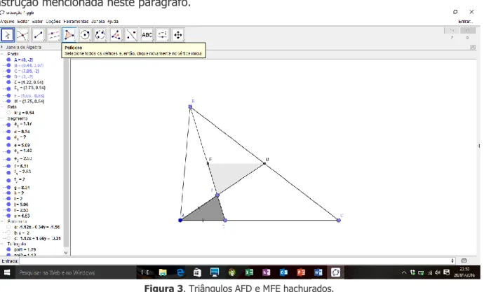 Figura 3. Triângulos AFD e MFE hachurados.  