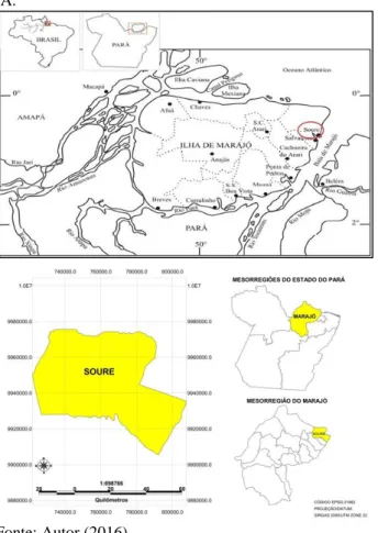 Figura 1. Localização geográfica do município de Soure-  PA. 