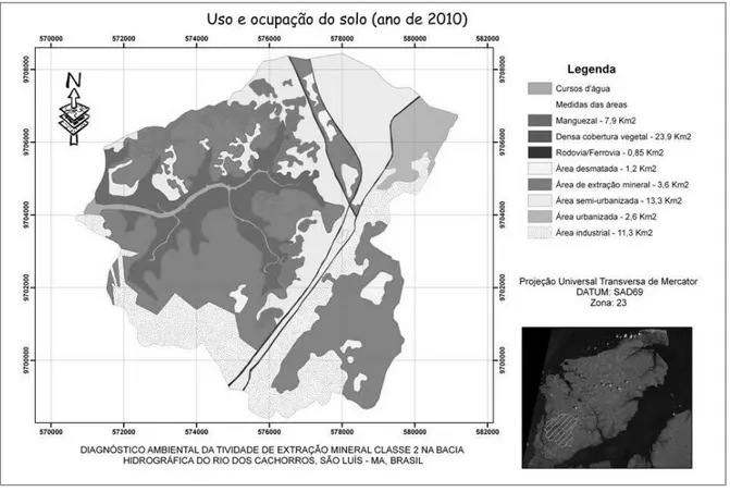 Fig. 02: Mapa de uso e ocupação do solo na bacia do rio dos Cachorros no ano de 2010. 
