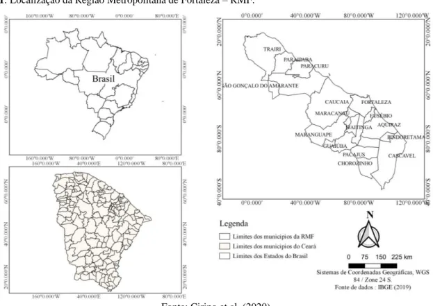 Figura 1: Localização da Região Metropolitana de Fortaleza – RMF. 