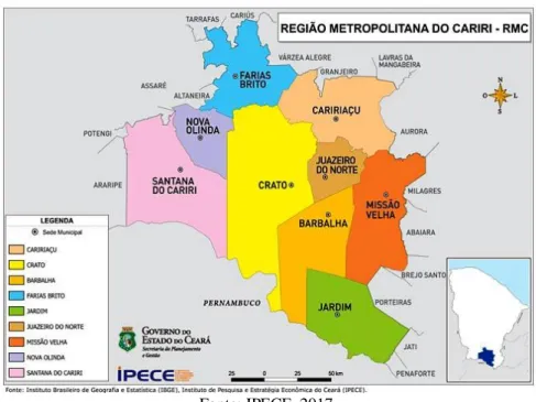 Figura 1: Localização de Crato – Região Metropolitana do Cariri (RMC). 