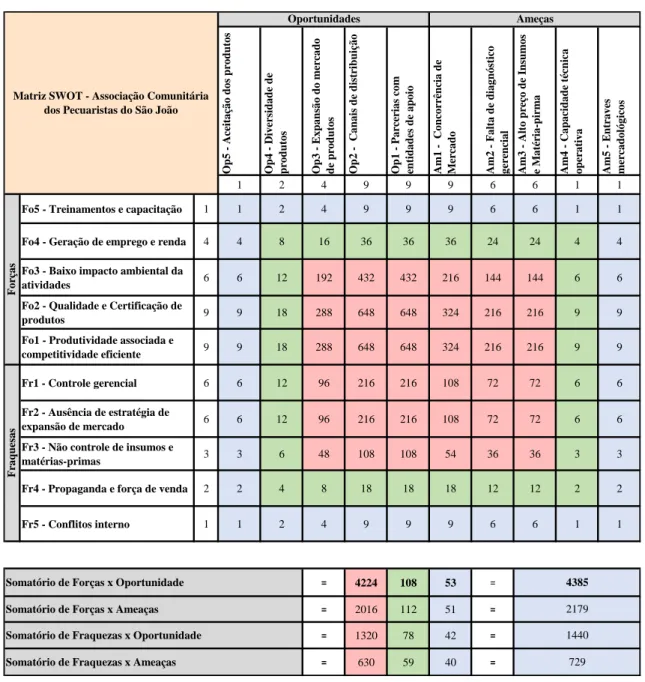 Figura 2: Localização dos elementos na Matriz SWOT 