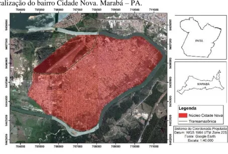 Figura 1 – Cartografia de localização do bairro Cidade Nova. Marabá – PA. 