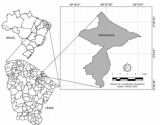 Figura 1. Mapa ilustrativo do Estado do Ceará, destacando o município de Maracanaú-CE.