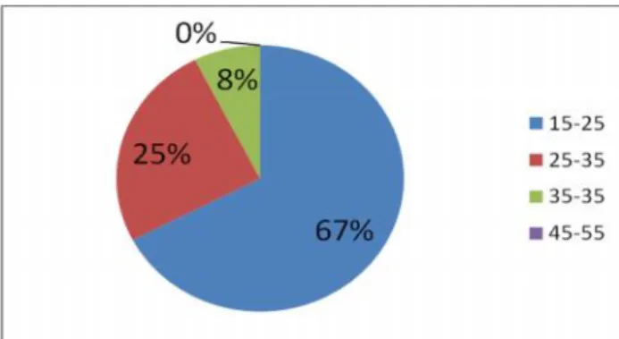 Gráfico 3. Distribuição percentual segundo a faixa etária dos entrevistados em Bacabal-MA em 2014.