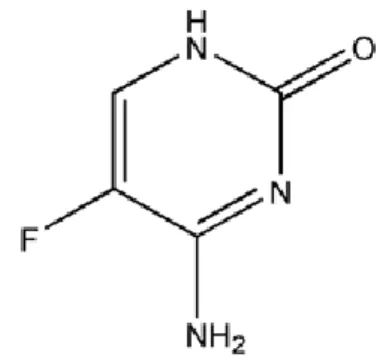 Figure II. 4. Structure of 5-fluorocytosine (5-FC). Adapted from Doctor  Fungus 2010 [http://www.doctorfungus.org/thedrugs/Flucytosine.htm].