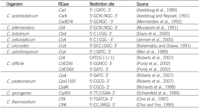 Table 1.2.  Clostridium  REases identified. 