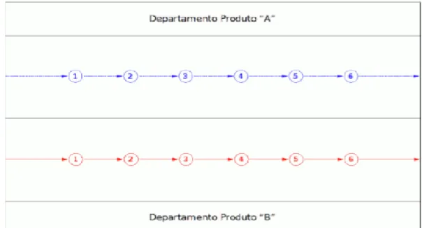 Figura 3- Esquema de layout do produto/linear  Fonte: Álvaro, A. (2011) 