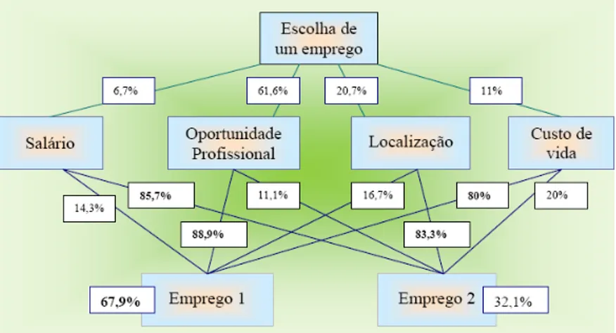 Figura 8 - Escolha mais acertada sobre os dois empregos (retirado de João e Pereira, 2006) 